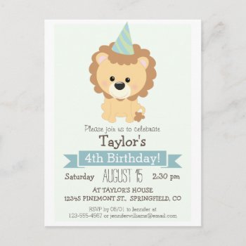 Baby Lion Kid's Birthday Party Invitation by Card_Stop at Zazzle