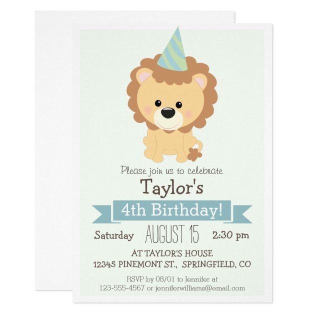 Baby Lion Kid's Birthday Party Invitation