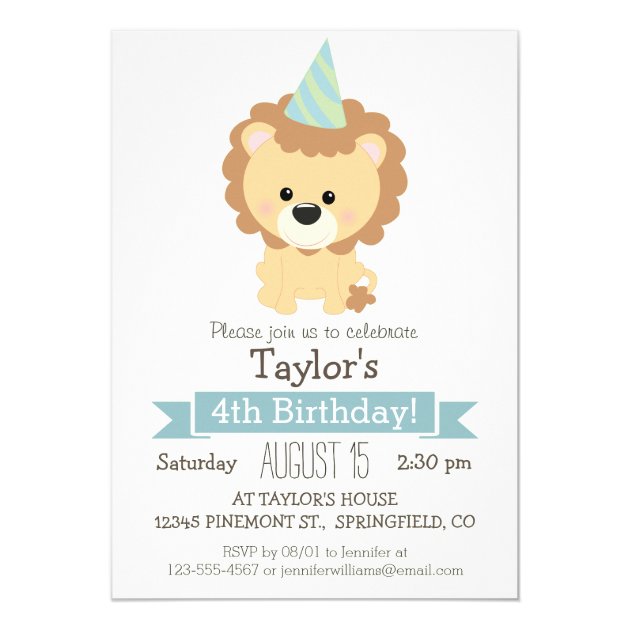 Baby Lion Kid's Birthday Party Invitation