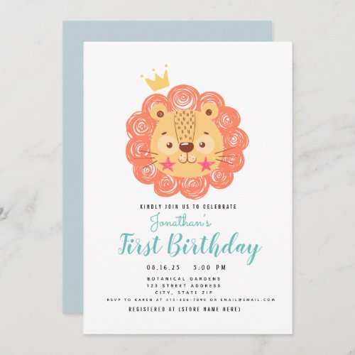 BABY LION King of the 1st Birthday Announcement