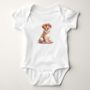 Baby Lion Lioness Cub with Flowers Bodysuit