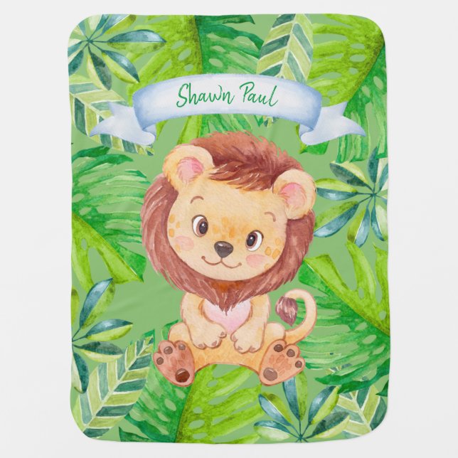 Baby Lion Personalized Baby Blanket (Front)