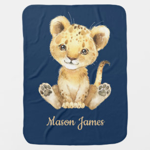 Baby Lion Personalized Name Baby Blanket