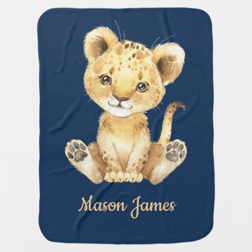 Baby Lion Personalized Name Baby Blanket