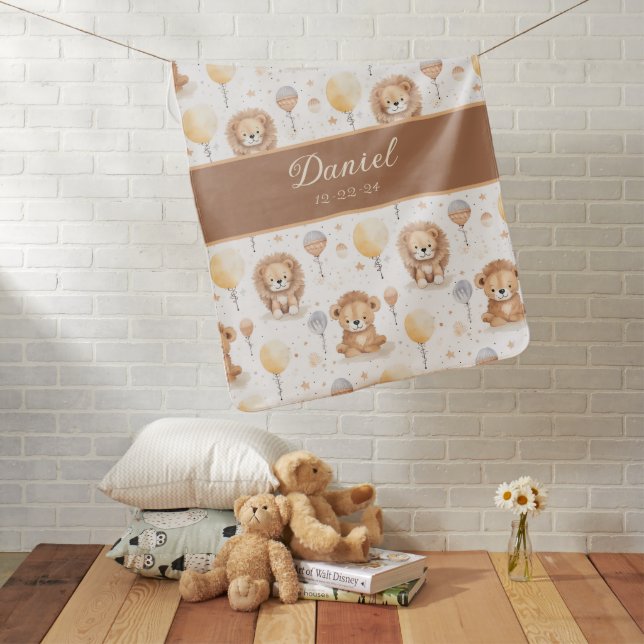 Baby Lion Personalized Psalm Scripture Nursery Blanket (In Situ)