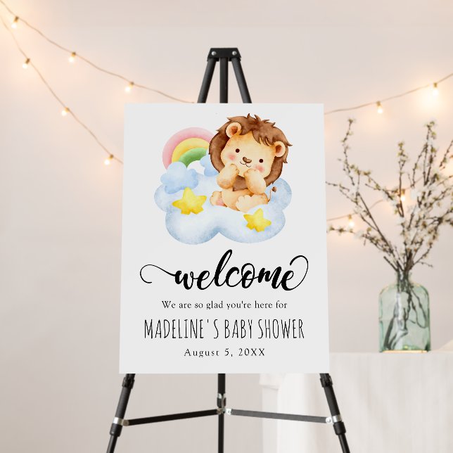 Baby Lion Safari Baby Shower Welcome Sign (In Situ (Stand))