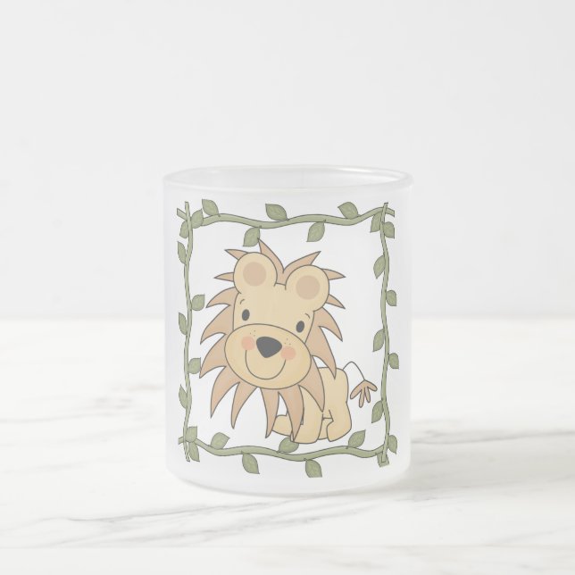 Baby Lion T-shirts and Gifts Frosted Glass Coffee Mug (Center)