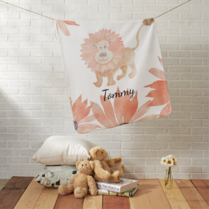 Baby Lion Watercolor Hand-painted Blanket