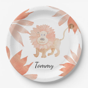 Baby Lion Watercolor Hand-painted Paper Plates