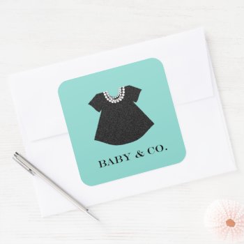 Baby Little Black Dress Baby Sprinkle Shower Party Square Sticker by Ohhhhilovethat at Zazzle