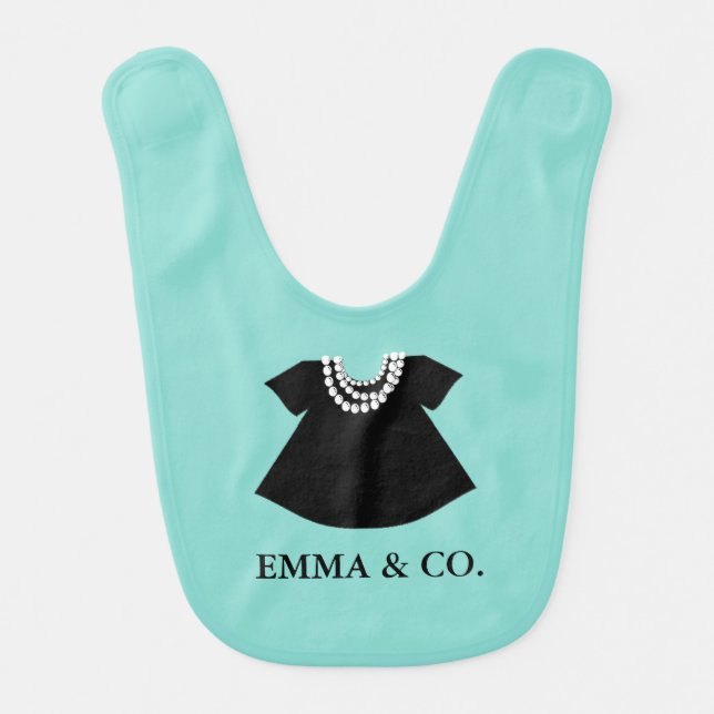 BABY Little Black Dress Shower Party Personalized Bib (Front)