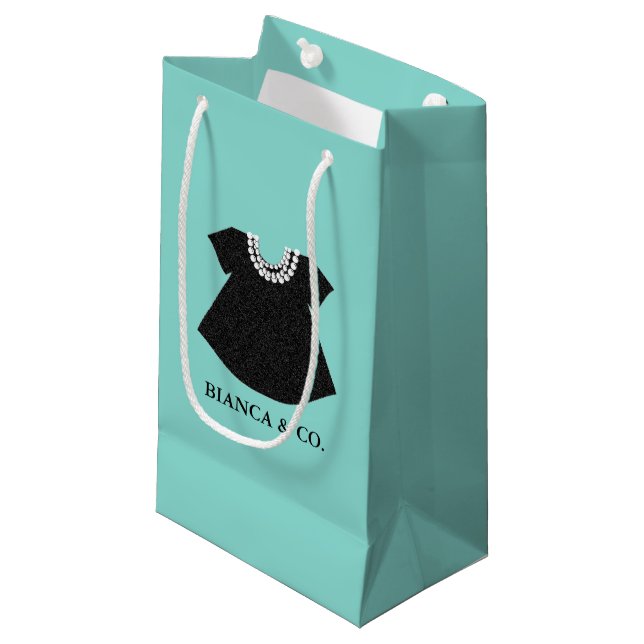 BABY Little Black Dress Sprinkle Tiara Party Small Gift Bag (Front Angled)