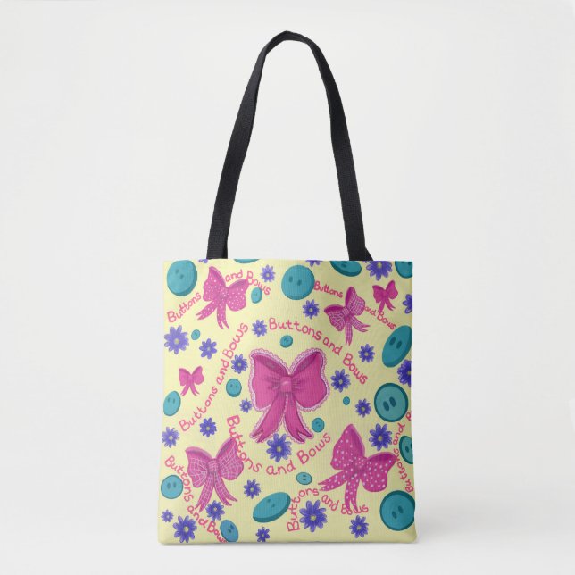 Baby Little Girls Tote Buttons and Bows Bag (Front)