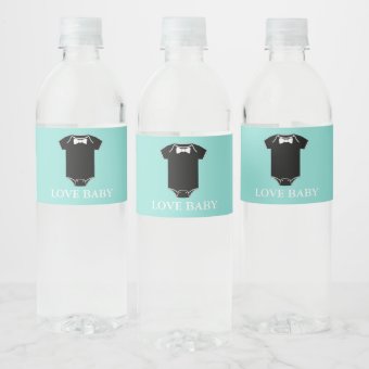 BABY Little Man Tuxedo Baby Shower Party Water Bottle Label | Zazzle
