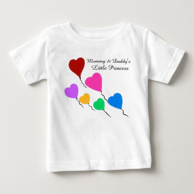 Baby Little Princess Cute Heart Balloons Baby T-Shirt (Front)