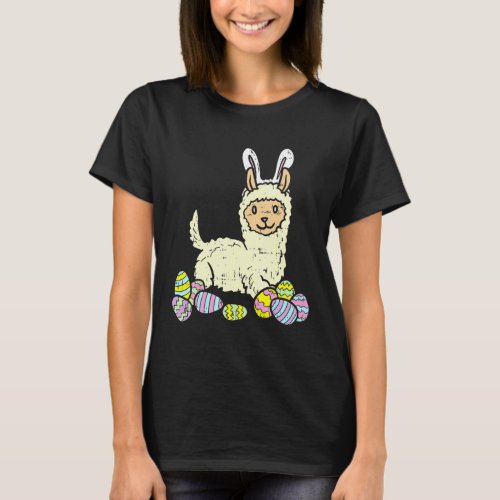 Baby Llama Bunny Ears Eggs Cute Easter Boys Girls T-Shirt