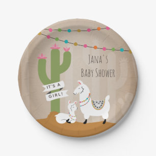 Baby Llama Desert Cactus Baby Shower Paper Plates