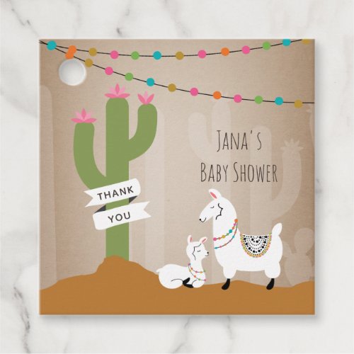 Baby Llama Desert Cactus Girl Baby Shower Favor Tags