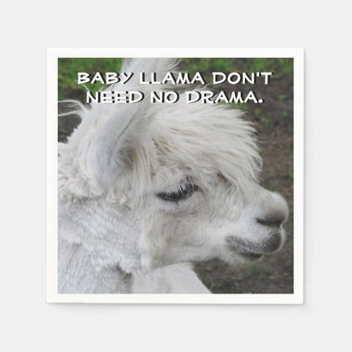 Baby Llama Dont Need No Drama Napkins