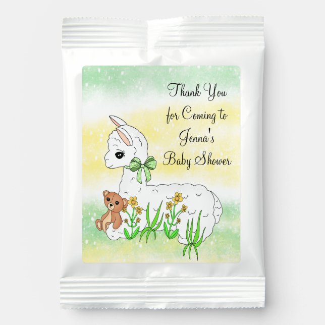 Baby Llama Gender Neutral Baby Shower Lemonade Drink Mix (Front)