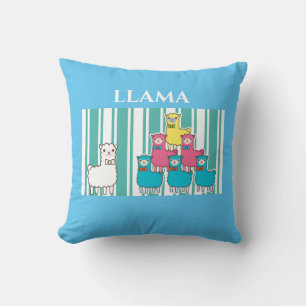 Baby Llama with bowtie Design Throw Pillow