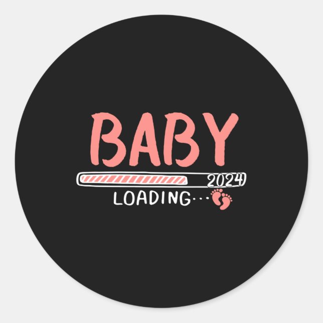 Baby Loading 2024 Please Wait Classic Round Sticker (Front)