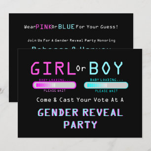 baby loading bar gender reveal party invitation