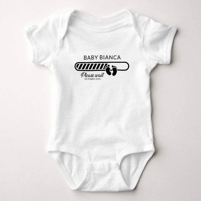 Baby Loading Custom Pregnancy Photo Announcement  Baby Bodysuit (Front)