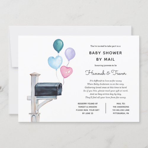 Baby Long Distance Shower by Mail Invitation