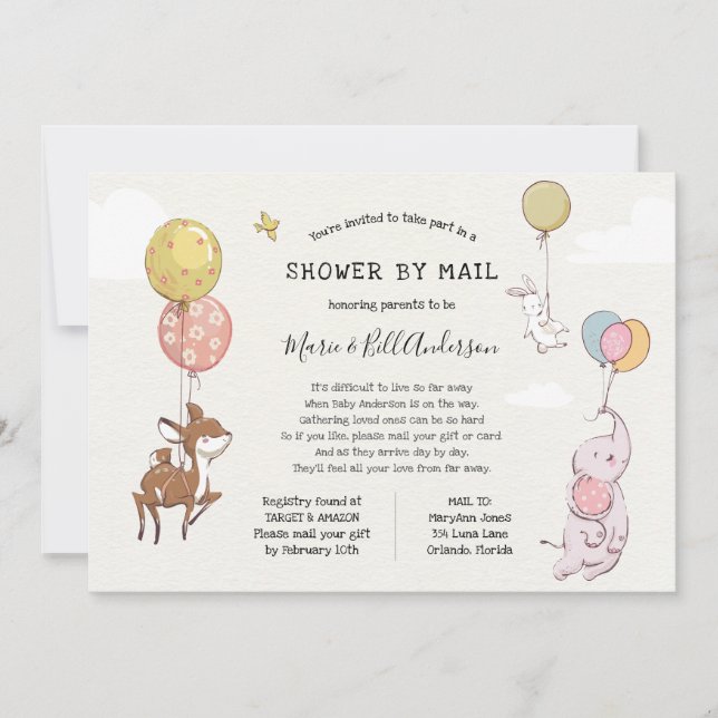 Baby Long Distance Shower by Mail Invitation (Front)
