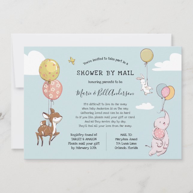 Baby Long Distance Shower by Mail Invitation (Front)