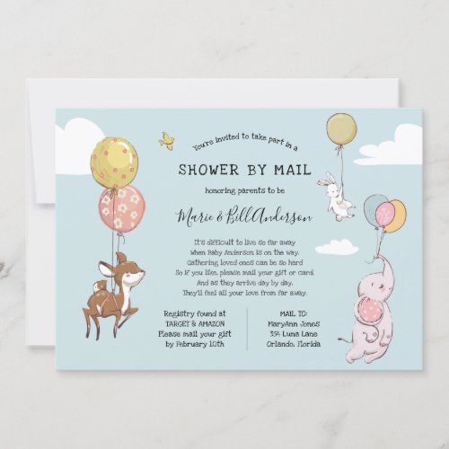 Baby Long Distance Shower by Mail Invitation