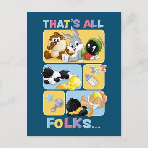 Baby Looney Tunes Characters  Thats All Folks Invitation Postcard