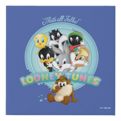 Baby Looney Tunes Logo  Thats All Folks Faux Canvas Print