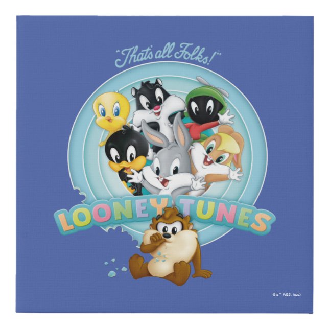 Baby LOONEY TUNES™ Logo | That's All Folks Faux Canvas Print (Front)