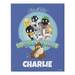 Baby LOONEY TUNES™ Logo That's All Folks Faux Canvas Print