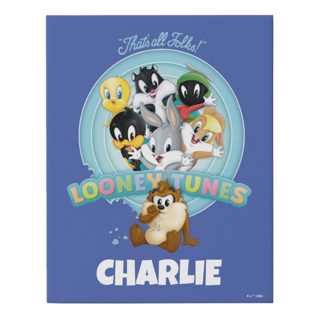 Baby LOONEY TUNES™ Logo | That's All Folks Faux Canvas Print (Front)
