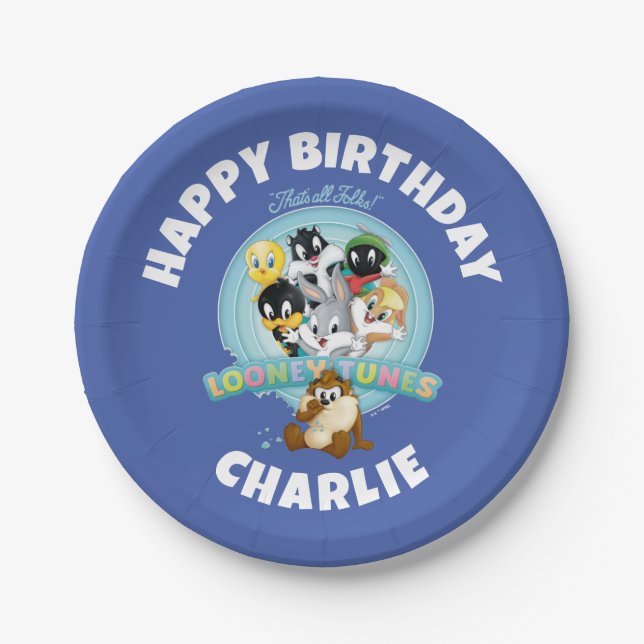 Baby LOONEY TUNES™ Logo | That's All Folks Paper Plates (Front)