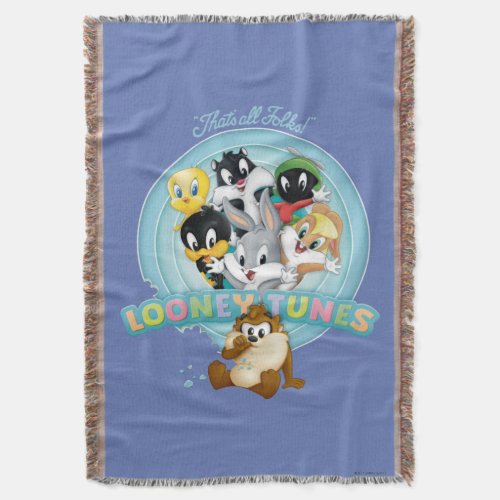 Baby Looney Tunes Logo  Thats All Folks Throw Blanket