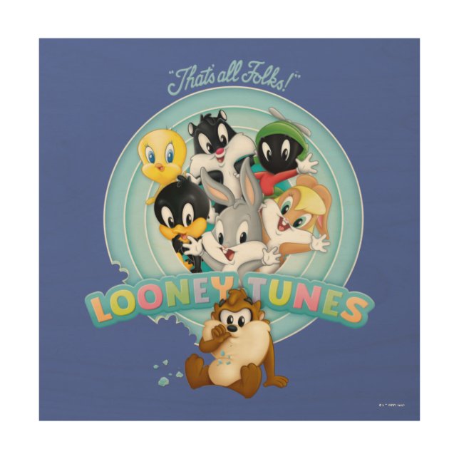 Baby LOONEY TUNES™ Logo | That's All Folks Wood Wall Art (Front)