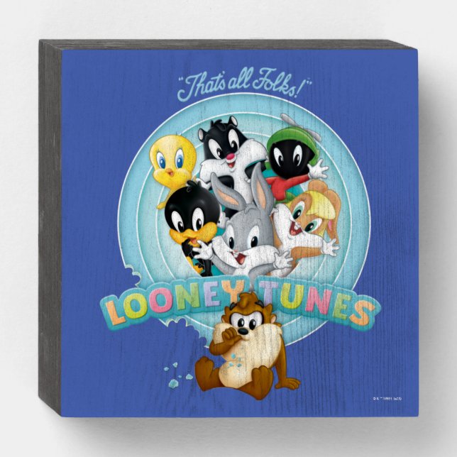 Baby LOONEY TUNES™ Logo | That's All Folks Wooden Box Sign (Front Horizontal)
