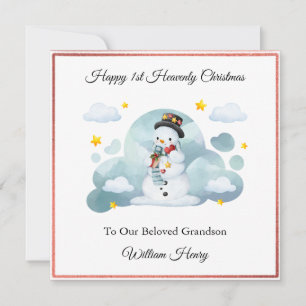 Baby Loss Boy Hat Snowman Christmas Card