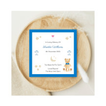 Baby Loss Boy Moon Stars Teddy Memorial Flat Card