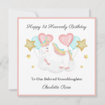 Baby Loss Girl Pink Boho Unicorn Birthday Card
