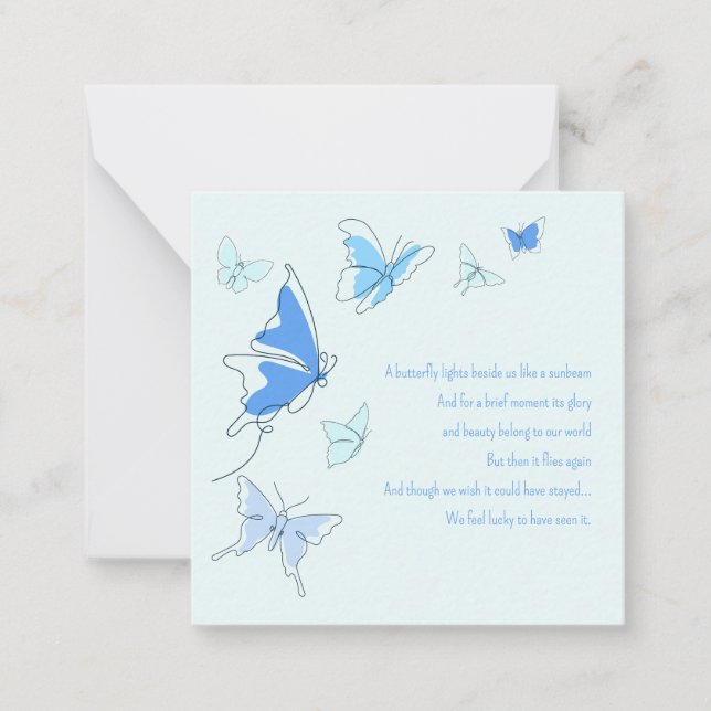 Baby Loss Infant Boy Blue Butterflies Son Sympathy Note Card (Front)