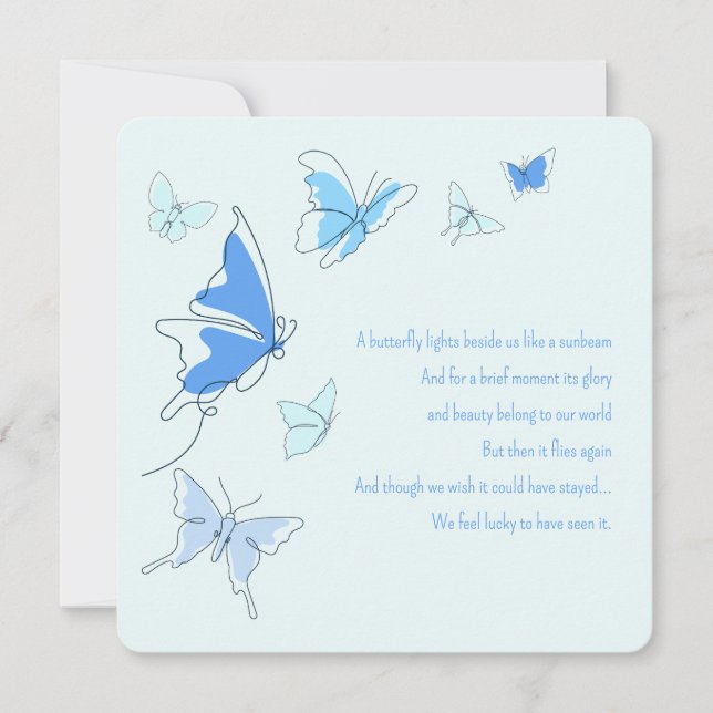 Baby Loss Infant Boy Blue Butterflies Son Sympathy Note Card (Front)