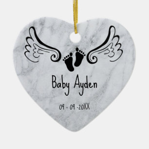 Baby loss memorial with baby name and date ceramic ornament