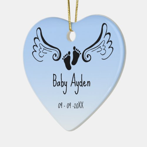 Baby loss memorial with baby name and date ceramic ornament