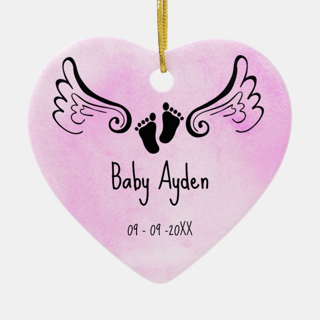 Baby loss memorial with baby name and date ceramic ornament (Front)