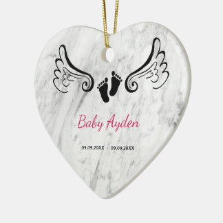 Baby loss memorial with baby name and date ceramic ornament